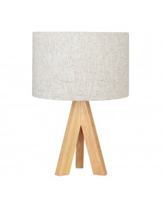 Lámpara mesa e27 madera y tela (bombilla no incluida)