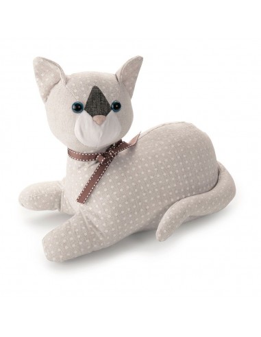 Tope de puerta textil decorativo, modelo gato, 28 x 13 x 23 cm