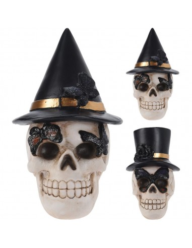 Calavera con sombrero halloween, 2 modelos, 10 x 11 x 14 cm