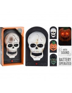 Timbre halloween a pilas con luz y sonido, modelos variados, 11 x 4,5 x 19 cm