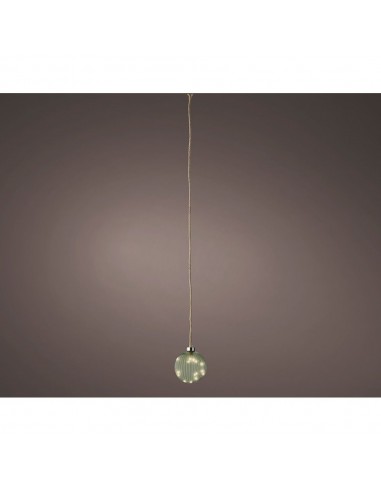 Bola colgante de cristal microled, verde agua , ø10cm.