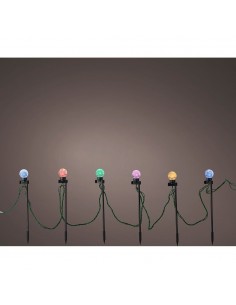 Guirnalda microleds parpadeante, 20 luces con estaca, blanco cálido/multicolor.