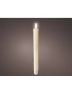 Vela de cera led color beige, relieve ø2,2 x 24,5 cm. pack 2 uds
