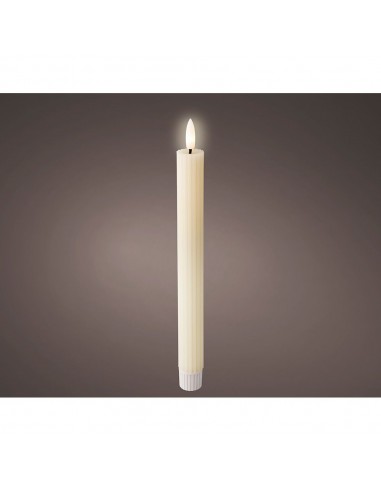 Vela de cera led color beige, relieve ø2,2 x 24,5 cm. pack 2 uds