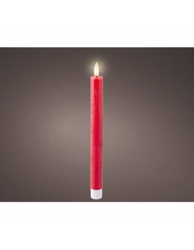 Vela de cera led color rojo ø2,2 x 24,5 cm. pack 2 uds