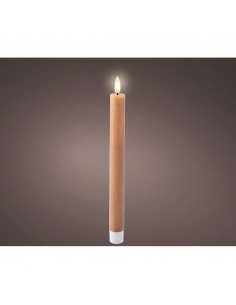Vela de cera led color marrón ø2,2 x 24,5 cm. pack 2 uds