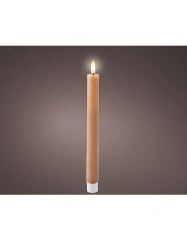 Vela de cera led color marrón ø2,2 x 24,5 cm. pack 2 uds