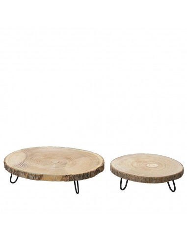 Bandejas de madera redondas decorativas, set 2 piezas