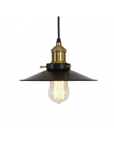 Lámpara de techo metalica vintage e27 60w color negro ø26 x 14 cm
