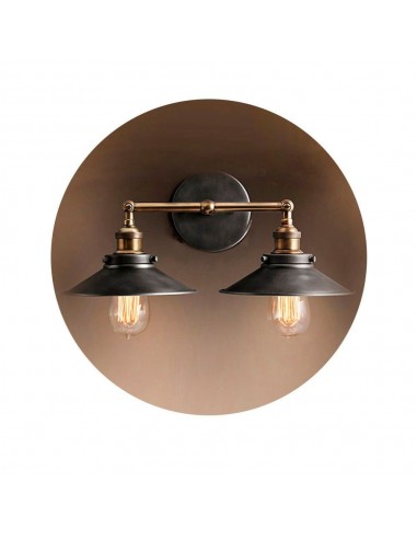 Aplique de pared doble vintage metalico e27 60 w 63 x 29 cm