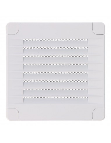 Rejilla ventilación cuadrada con tapones y mosquitera 100x100x7mm abs blanca