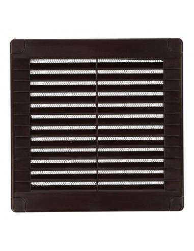 Rejilla ventilación cuadrada con tapones y mosquitera 150x150x7mm abs marrón