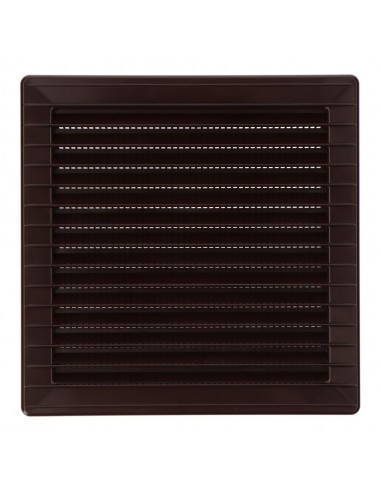 Rejilla ventilación cuadrada empotrable con mosquitera 140 x 140mm abs marrón