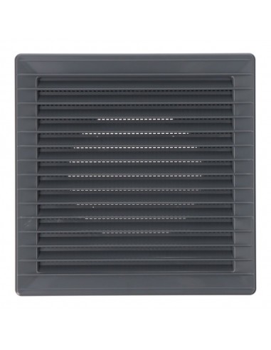 Rejilla ventilación cuadrada empotrable ø 100mm con mosquitera 170x170x11,5mm abs gris
