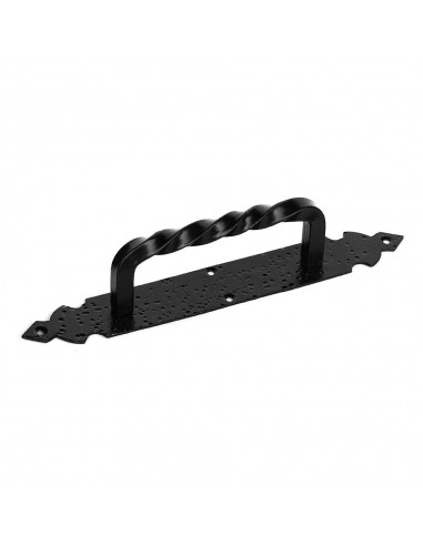 Tirador de puerta, de hierro forjado con acabado en negro, 275 mm