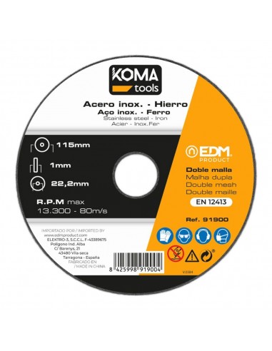 Disco corte hierro y acero inox ø115 x 1,0 x 22,2 mm