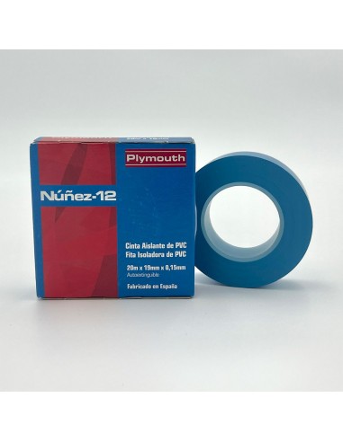Cinta aislante pvc alta adhesión azul 19 mm x 0,15 mm x 20 m