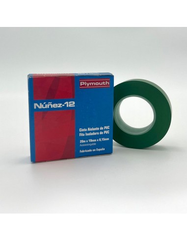 Cinta aislante pvc alta adhesión verde 19 mm x 0,15 mm x 20 m