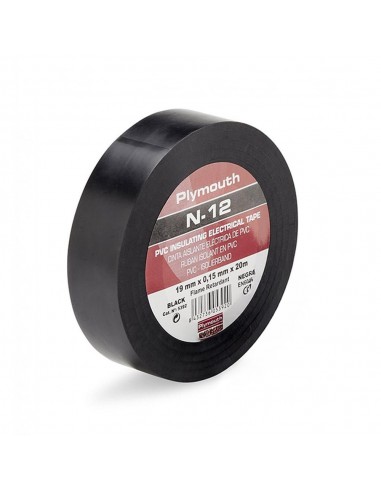 Cinta aislante pvc alta adhesión negra 25 mm x 0,15 mm x 20 m