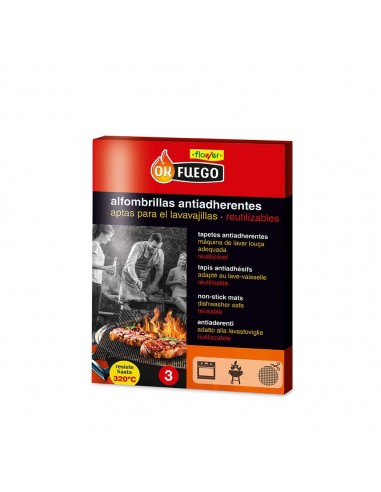Alfombrilla antiadherente reutilizable para cocinar en barbacoa, okfuego, 30 x 40 cm, 3 uds