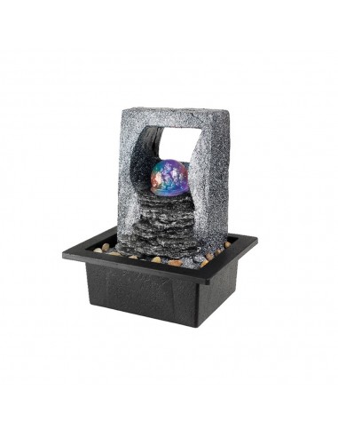 Fuente de resina para exterior ip44, con led rgb de colores y bola cristal, 21,5 x 18,8 x 25,5 cm
