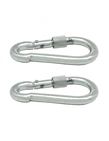 Mosquetón bombero, con seguro, modelo msq02, de acero con acabado galvanizado, 2 uds, 6 x 60 mm, blister