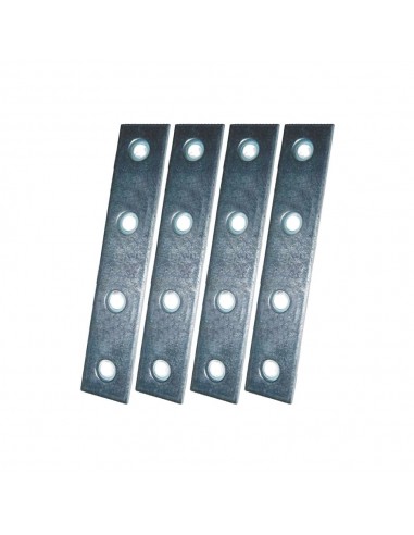 Placa recta, unión, modelo plc02, de acero con acabado zincado, 120 x 15 x 2 mm, 4 uds, blister