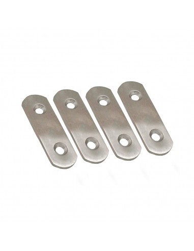 Placa recta, unión, modelo plc14, de acero con acabado inoxidable, 40 x 16 x 1,5 mm, 4 uds, blister