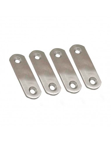 Placa recta, unión, modelo plc14, de acero con acabado inoxidable, 60 x 16 x 1,5 mm, 4 uds, blister