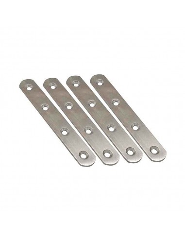 Placa recta, unión, modelo plc14, de acero con acabado inoxidable, 80 x 16 x 2 mm, 4 uds, blister