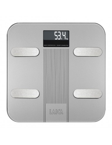 Bascula de baño smart bluetooth con cálculo de la composición corporal, color plateado, 180 kg