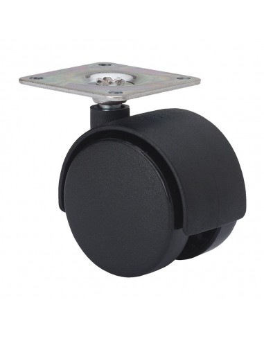 Rueda giratoria con placa y eje liso, color negro, carga máx. 50 kg, ø 5 cm