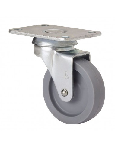 Rueda giratoria con placa y eje liso, color gris, carga máx. 15 kg, ø 3 cm