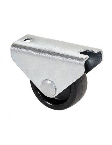 Rueda fija con placa y eje liso de dos fijaciones, color negro, carga máx. 40 kg, ø 2,5 cm