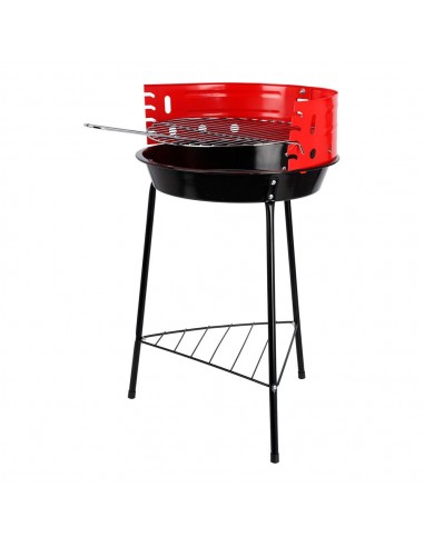 Barbacoa de pie negra/roja, 33 x 32 x 55 cm