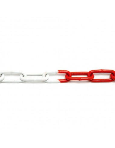 Cadena eslabones, modelo din 763, de acero con acabado bicolor roja / blanca, ø6 mm, caja de 30 m