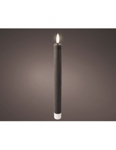 Vela de cera led efecto llama color gris, ø2 x 24,5 cm, 2 uds