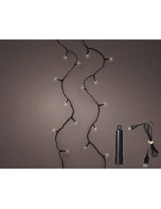 Guirnalda multifunción, uso exterior, recargable, multicolor, cable negro, 100 leds, 7,4 m