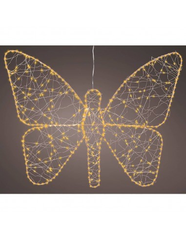 Luz led decorativa mariposa de metal 436 led, exterior, microled, dorada 43 x 58 cm