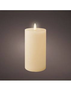 Vela de cera led, color beige, acabado rústico ø7 x 15 cm