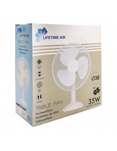 Ventilador de sobremesa blanco 35 w, aspas ø30 cm, 34 x 23,5 x 46 cm