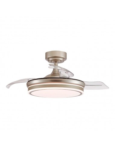 Ventilador de techo led 3cct aspas retráctiles moss 72 w 7920 lm níquel, aspas ø106 cm, plafón ø48,5 cm, altura 32 - 42 cm