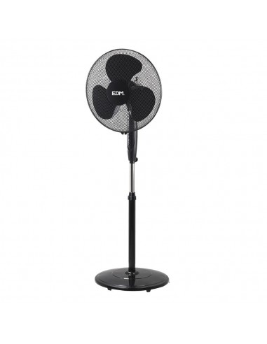 Ventilador de pie base circular, negro, potencia 45 w, 55,6 db, aspas ø40 cm, altura regulable 110-130 cm