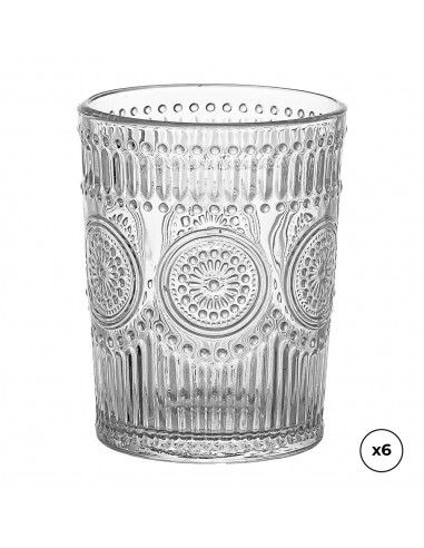Vaso de cristal con relieve 300 ml, 6 uds