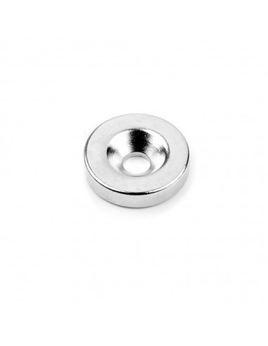 Imán, en aro, modelo im31, de neodimio con acabado níquel, 12 x 6 mm