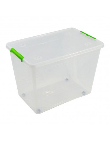 Caja transparente multiusos con ruedas 60 l, 58,5 x 39 x 42 cm