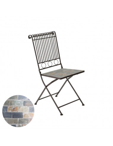 Silla metálica/mosaico plegable stuttgart color marrón para exterior 39 x 39 x 90 cm