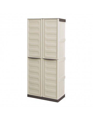Armario alto línea spazio de polipropileno beige y marrón, 70 x 39 x 165 cm