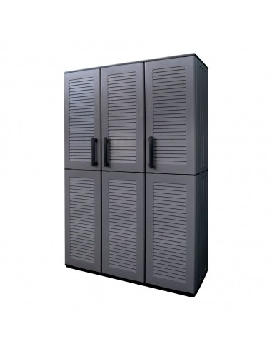Armario alto con estantes y portaescobas línea easy de polipropileno gris oscuro 102 x 37 x 163 cm