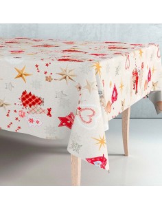 Rollo de hule con motivos navideños beige 1,40 x 25 m